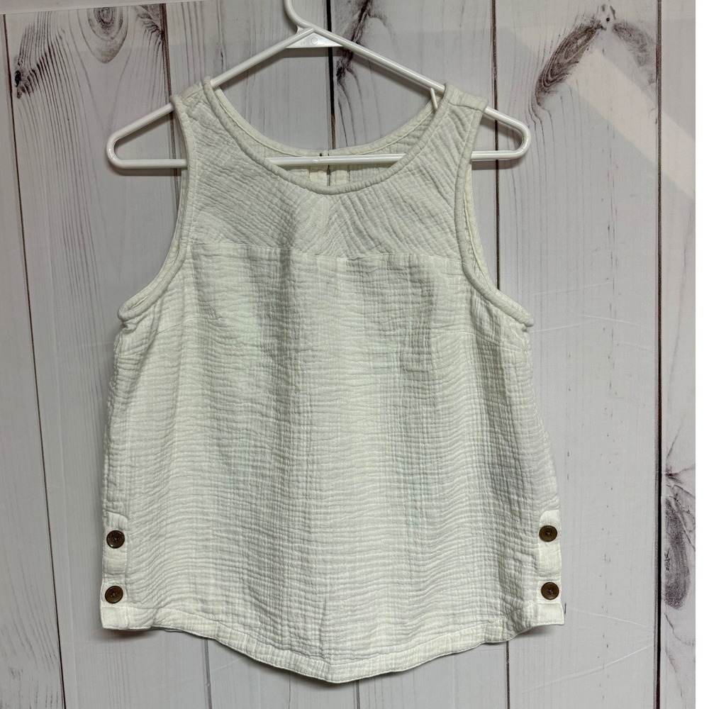 KÜHL Womens Klover Tank Medium Ivory Organic Cotton Sleeveless Top EUC